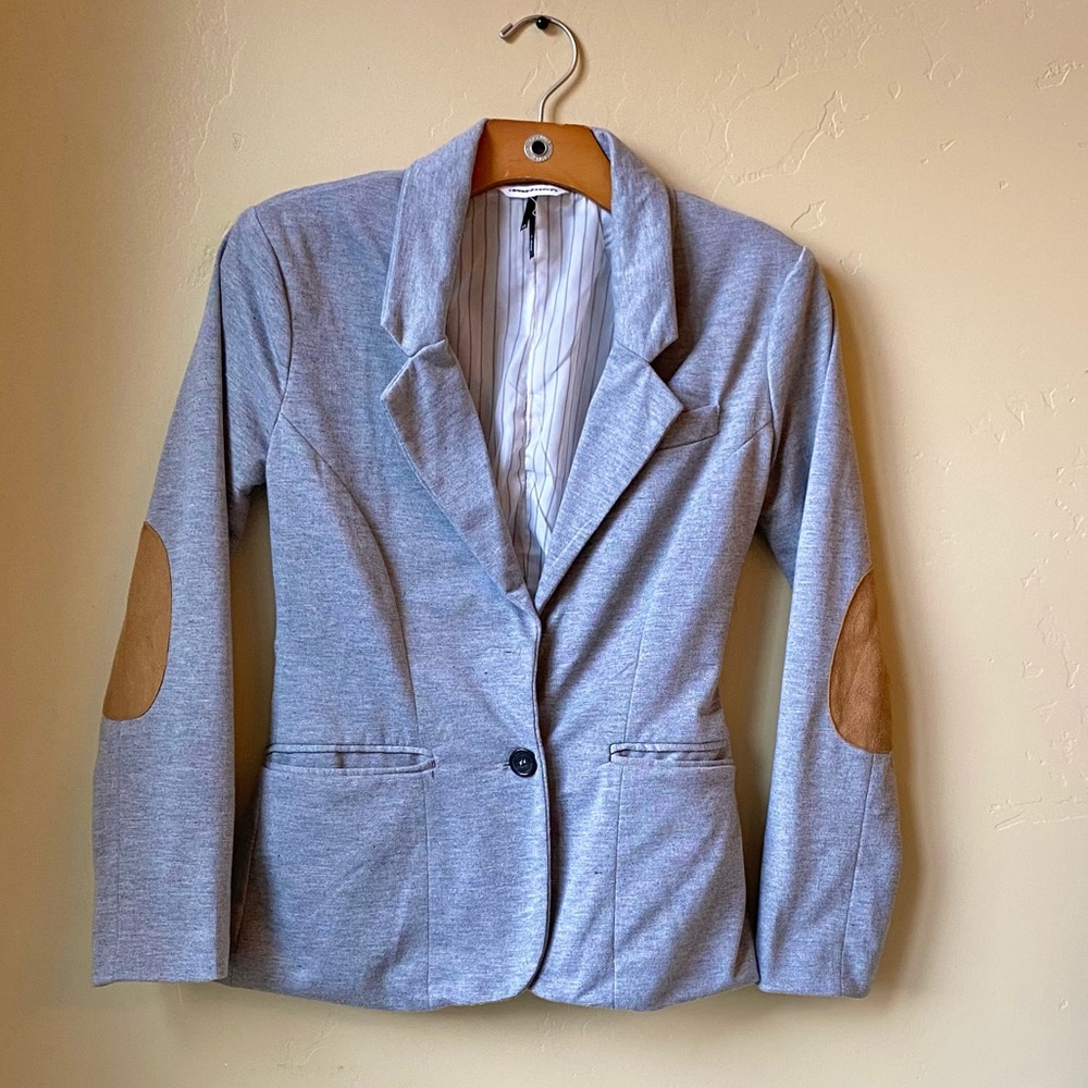 Check and stripe heather gray jacket